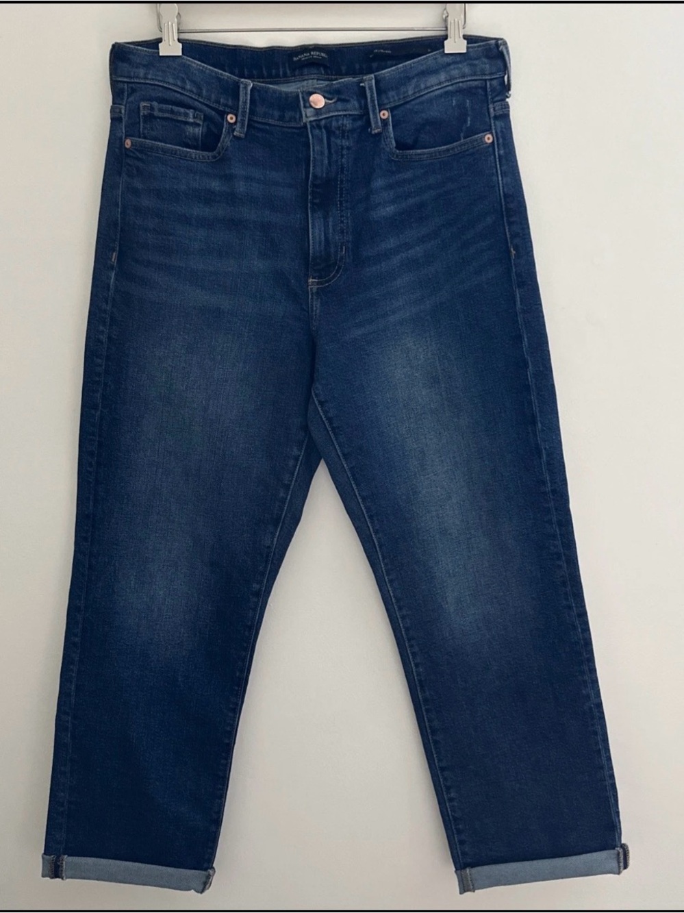Banana Republic Premium Denim Women Jeans Size 31 Mid Rise Straight Raw Hem - Picture 7 of 8